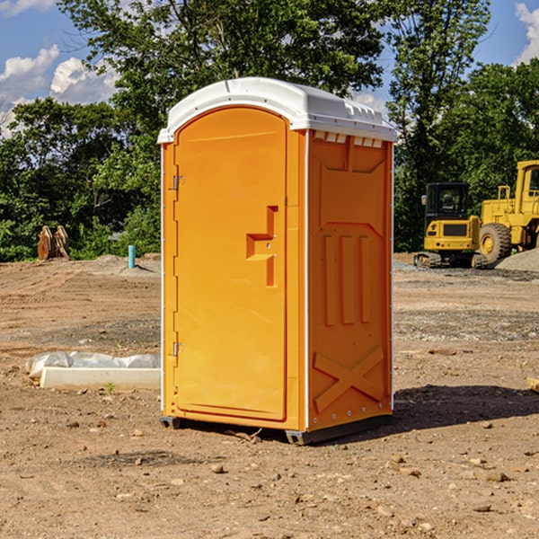 how often are the portable restrooms cleaned and serviced during a rental period in Jamestown